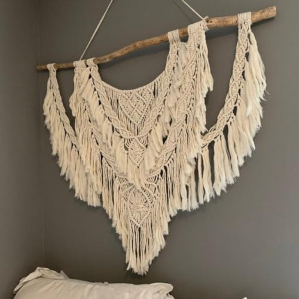 Astrohuge Boho Macramé Wall Tapestry on Wood Rod