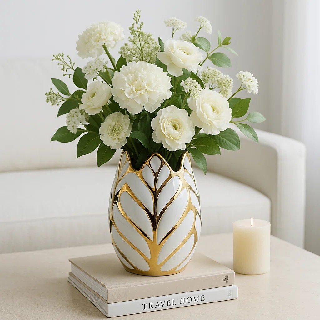Astrohuge Stoneware Ceramic Vase with Textured Decorative Design