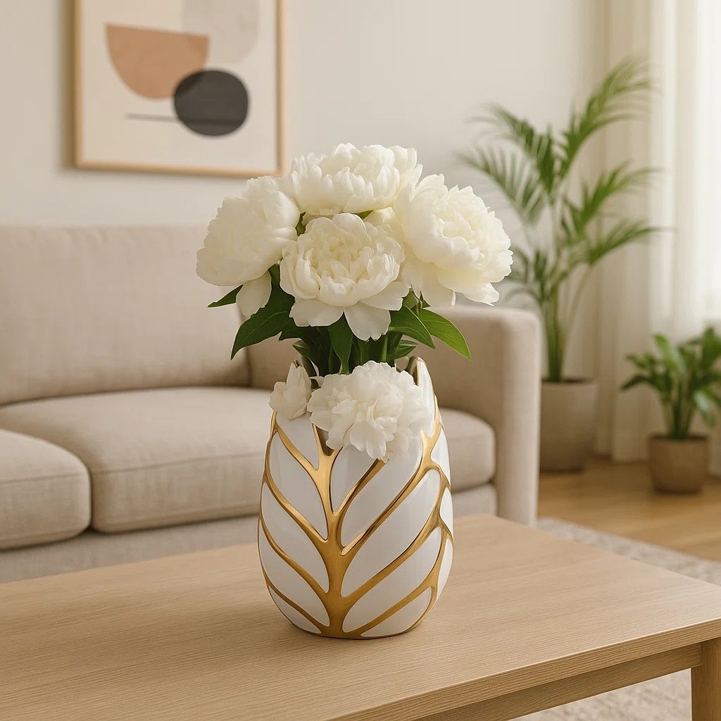 Astrohuge Stoneware Ceramic Vase with Textured Decorative Design