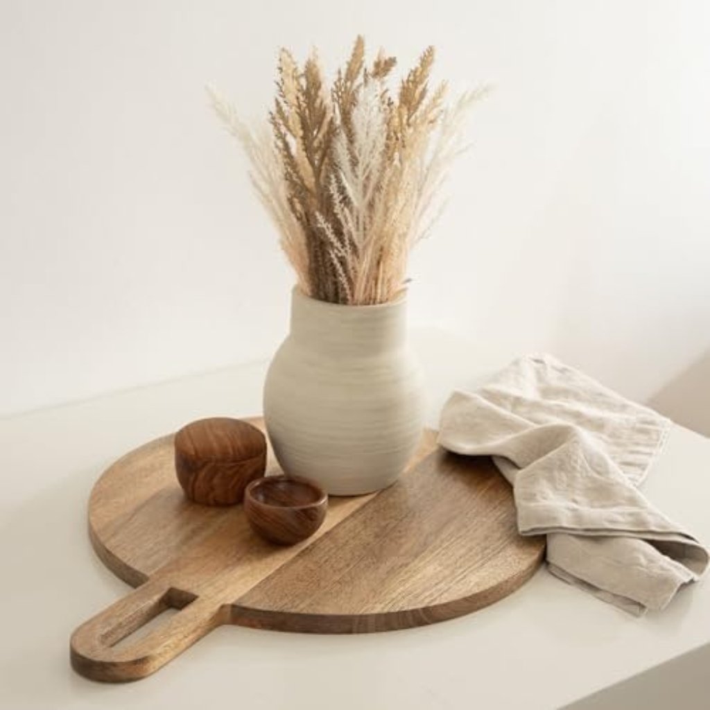 Astrohuge Faux Pampas Arrangement in Textured Cement Vase