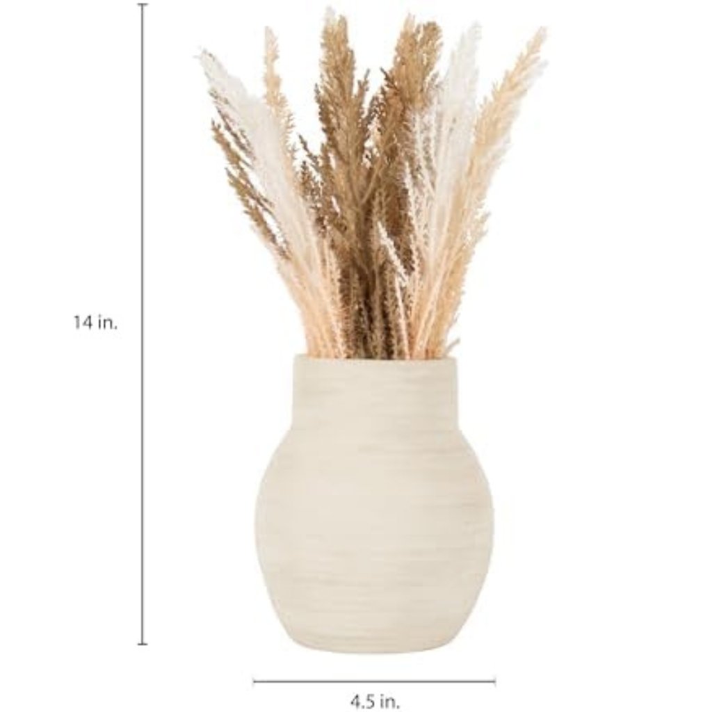 Astrohuge Faux Pampas Arrangement in Textured Cement Vase